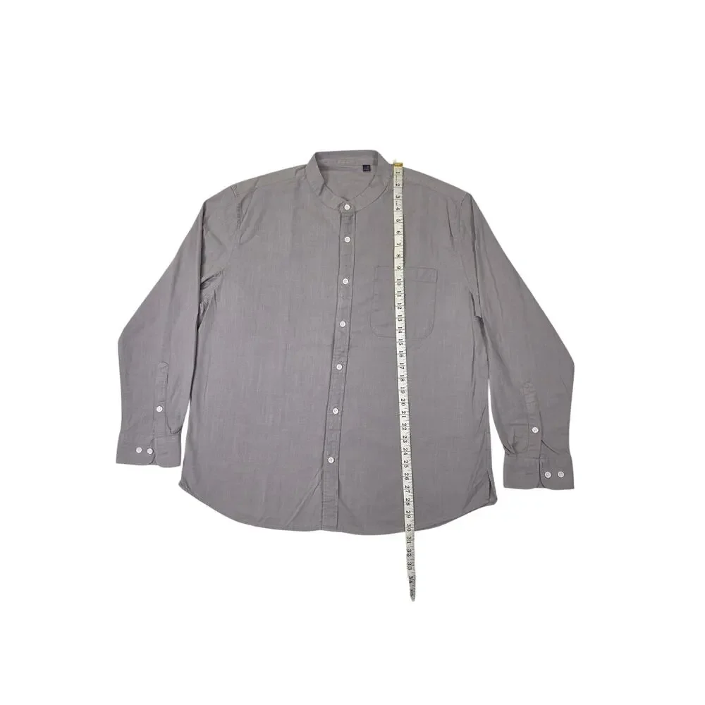 Design In Italy Luxury Mens XL Long Sleeve Button Down Linen Shirt Grey